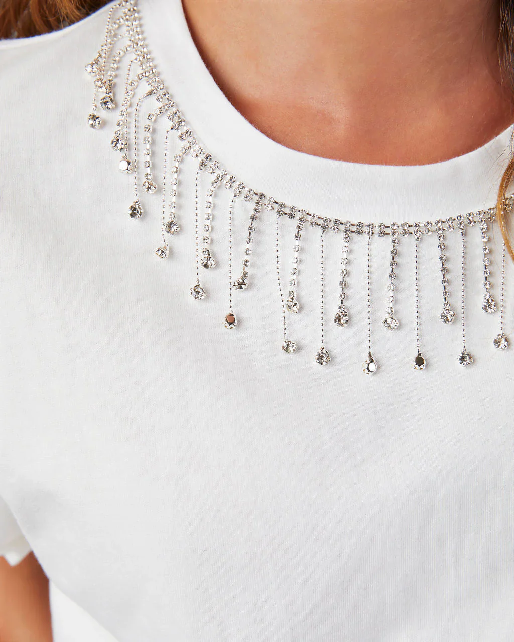 Affari Rhinestone Short Sleeve Top