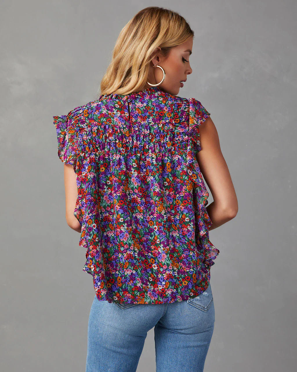Amerie Floral Ruffle Short Sleeve Top