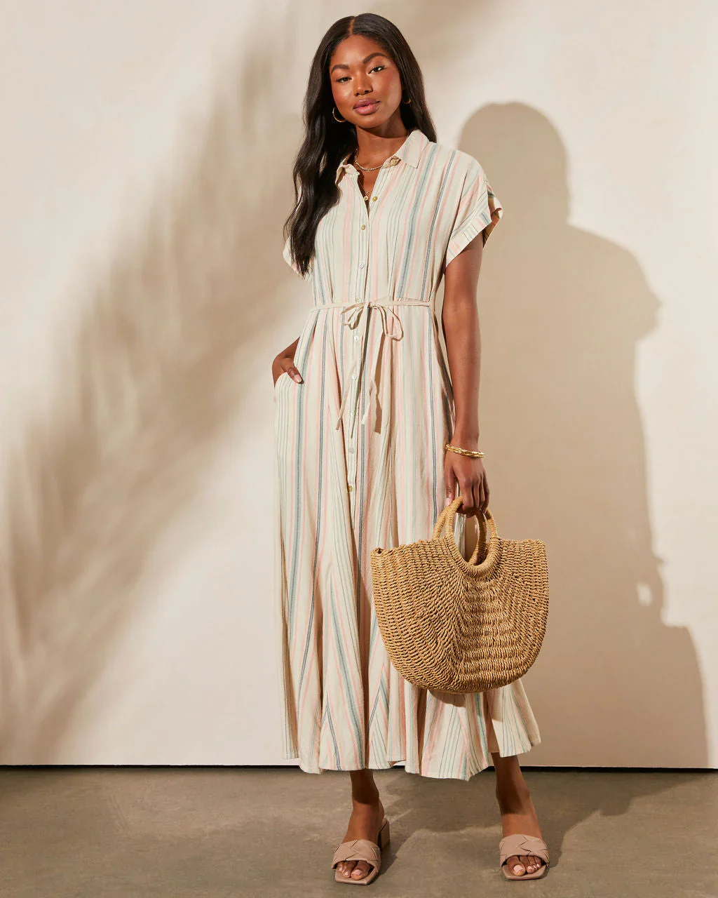 Sierra Vista Striped Button Down Maxi Dress