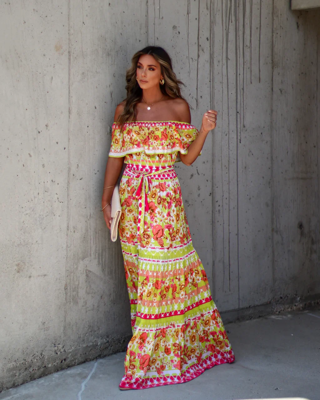 Etienne Off Shoulder Floral Maxi Dress