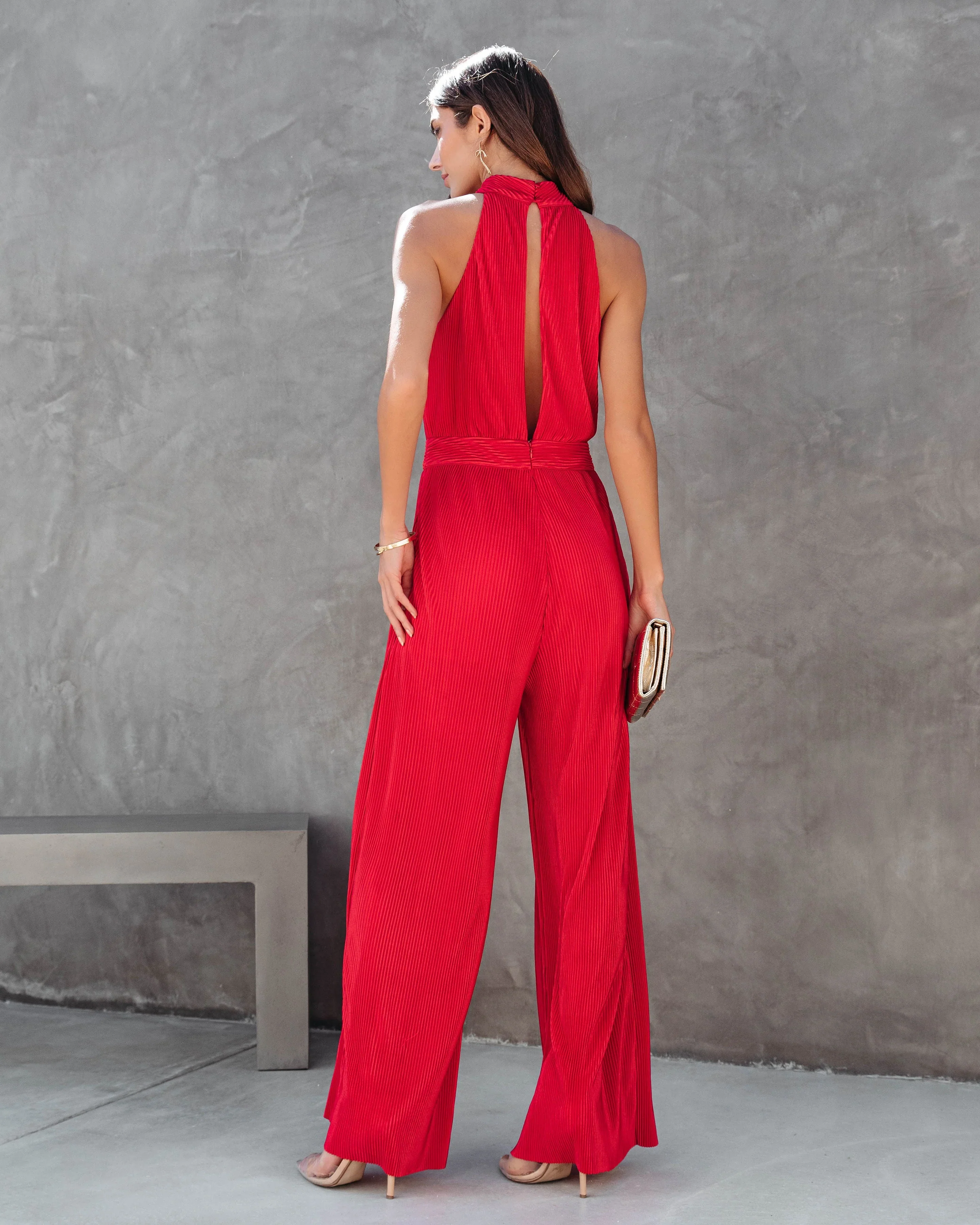 Naya Pocketed Plisse Jumpsuit