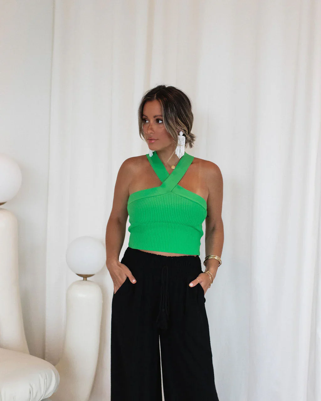 Ariah Ribbed Halter Top