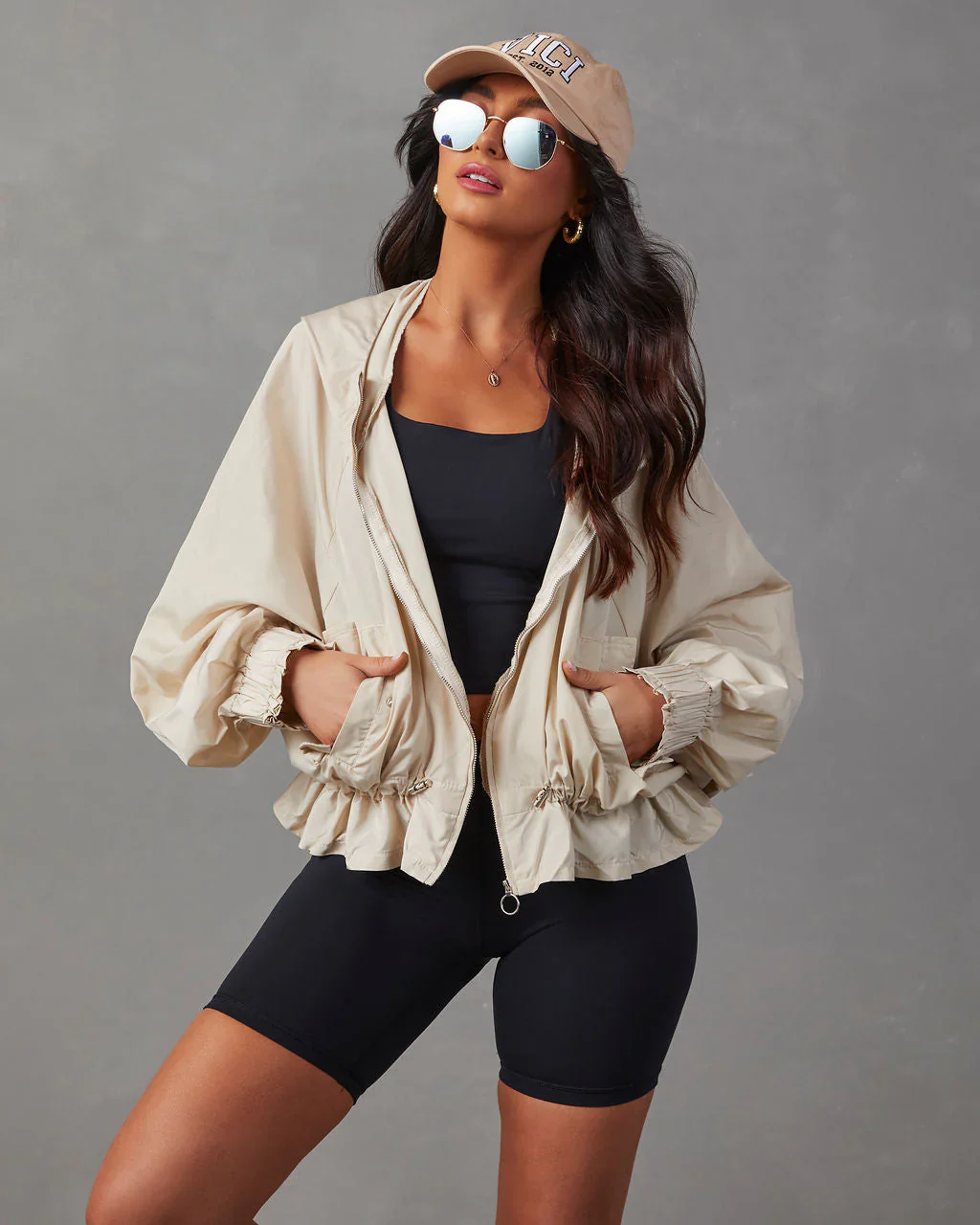 Racetrack Hooded Drawstring Jacket