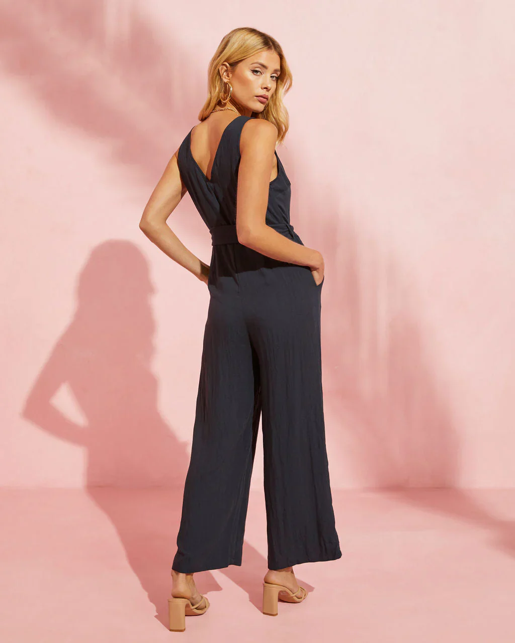 Corden Sleeveless Tie Waist Jumpsuit