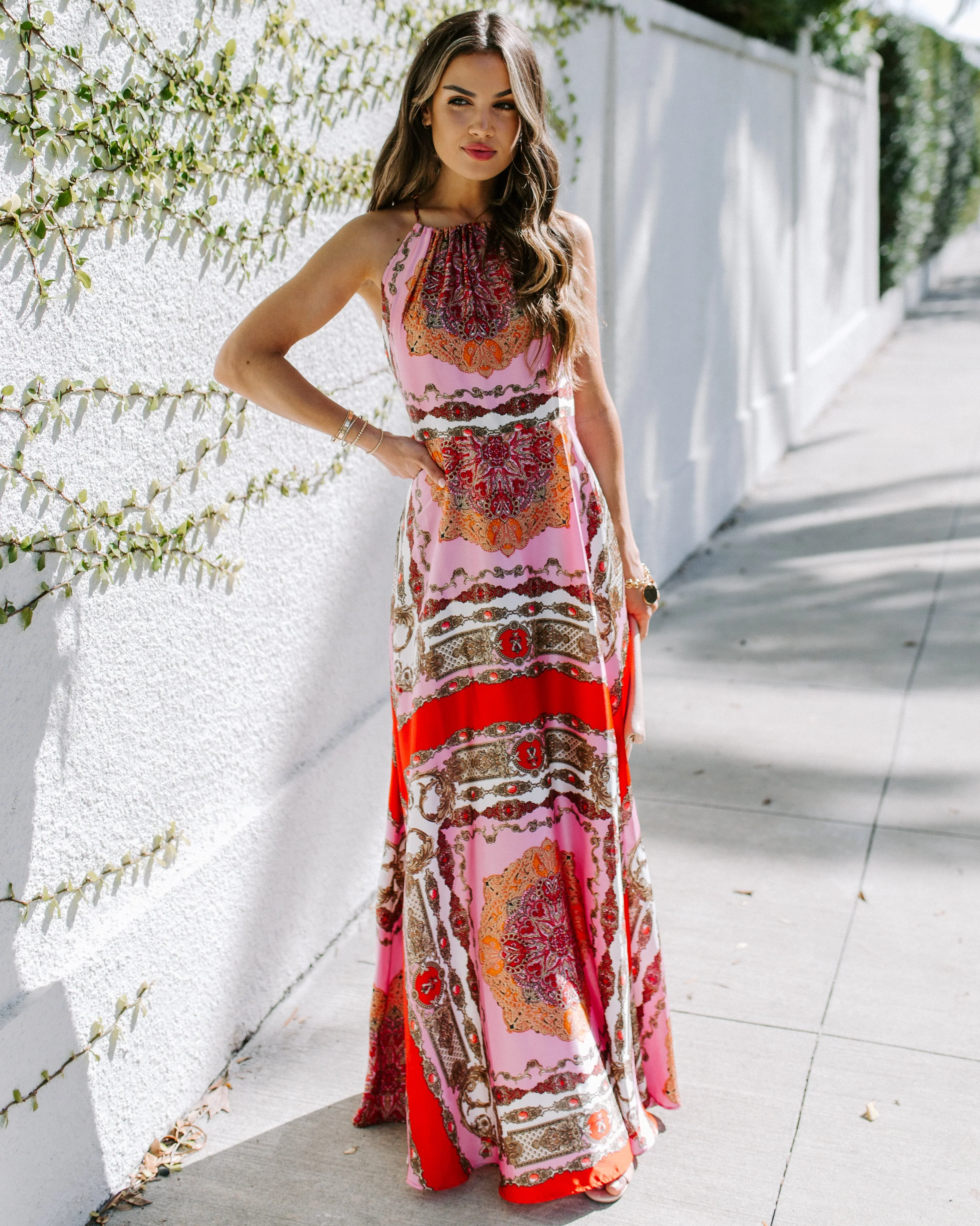 Reina Printed Halter Maxi Dress