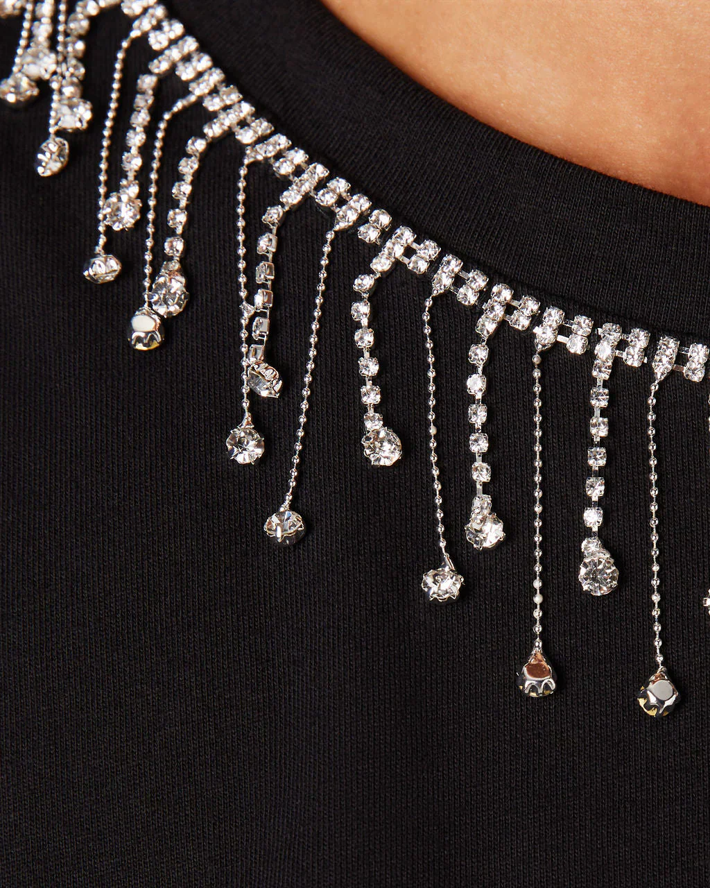 Affari Rhinestone Short Sleeve Top