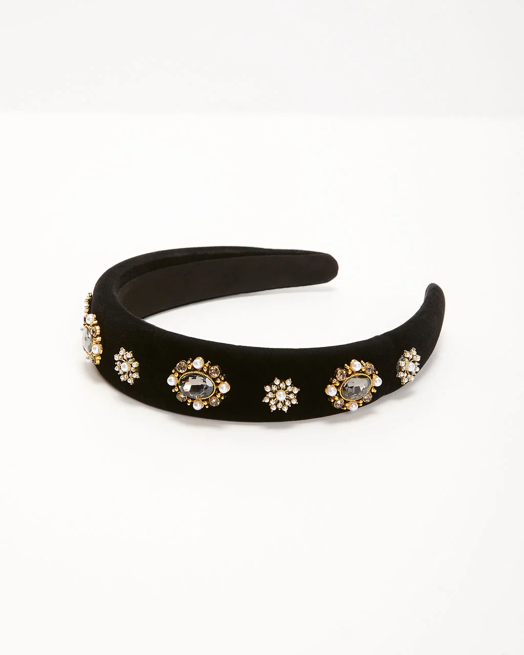 Louetta Padded Rhinestone & Pearl Headband
