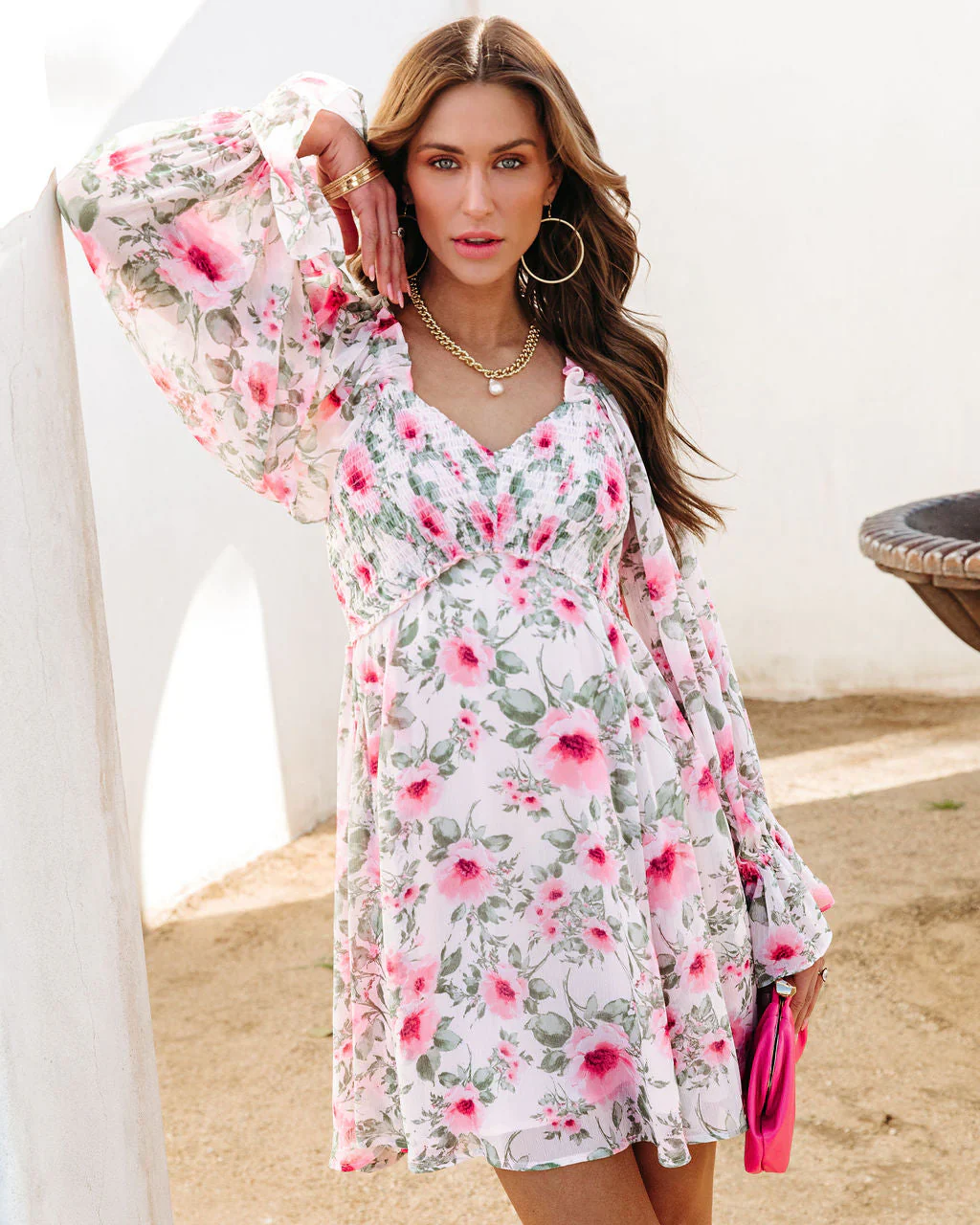 Shower Me In Florals Smocked Mini Dress