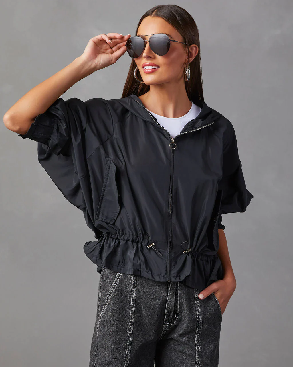 Racetrack Hooded Drawstring Jacket