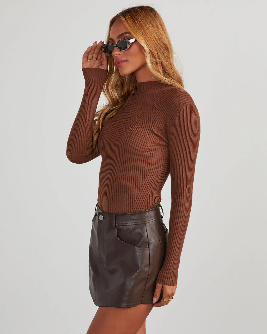 Tobey Ribbed Mock Neck Sweater