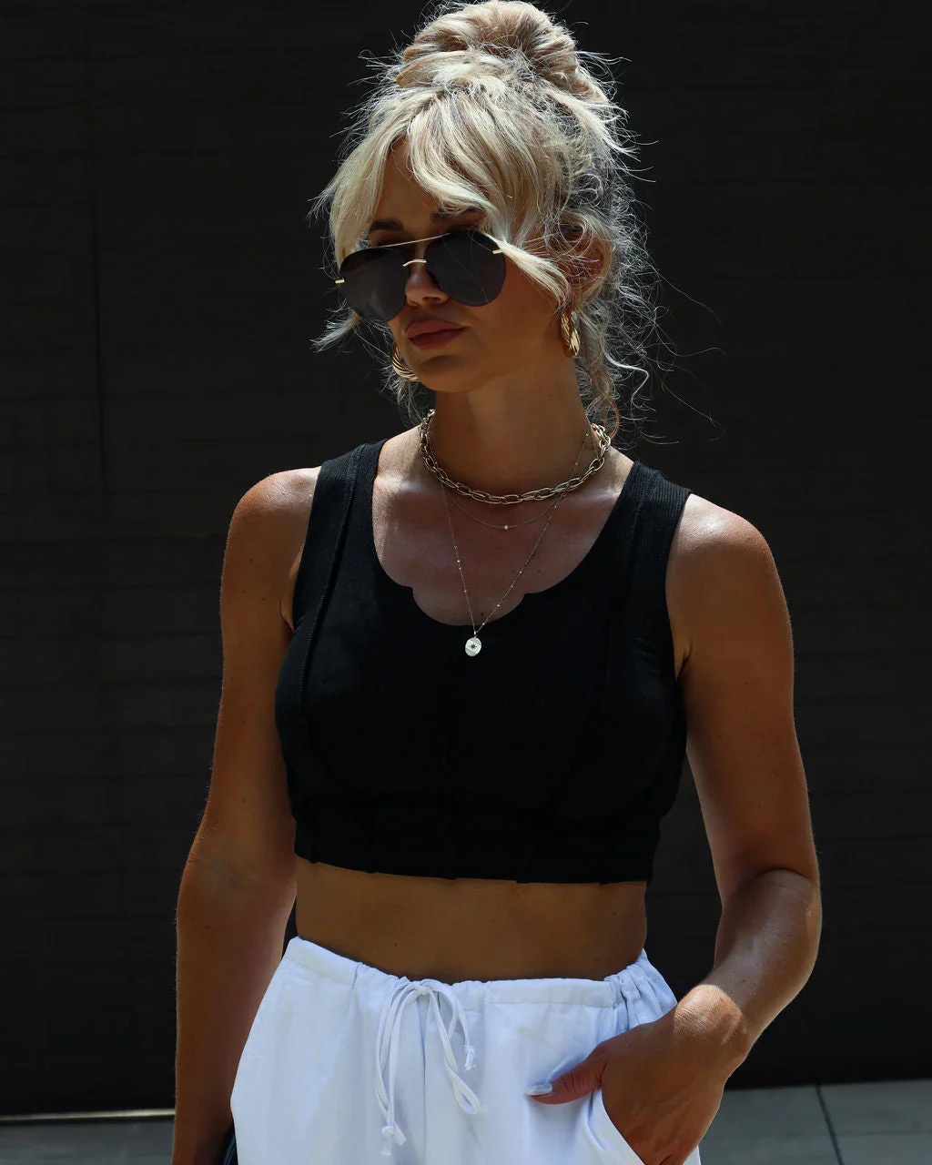 Charmaine Exposed Seam Crop Tank