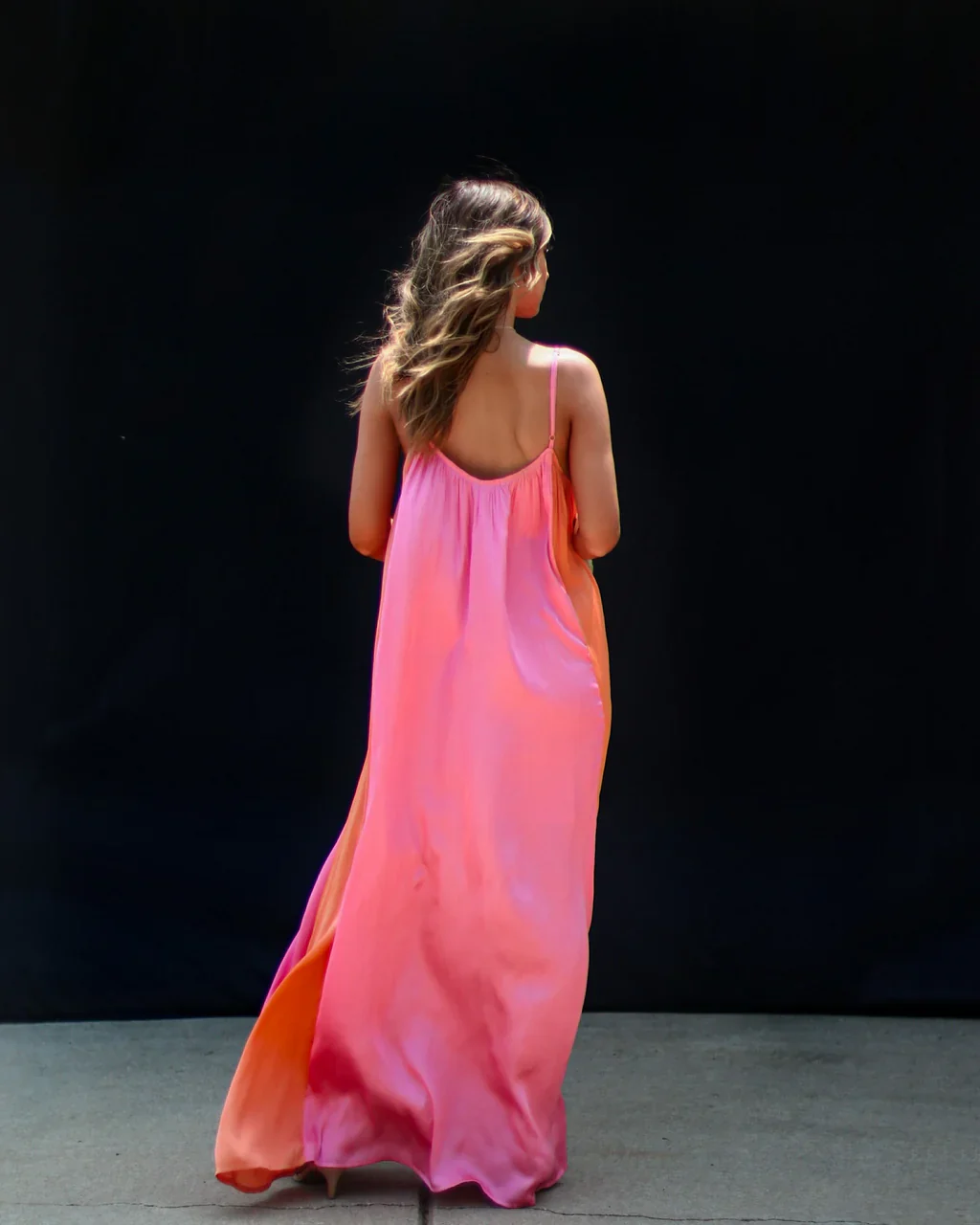 Pomelo Colorblock Plisse Maxi Dress