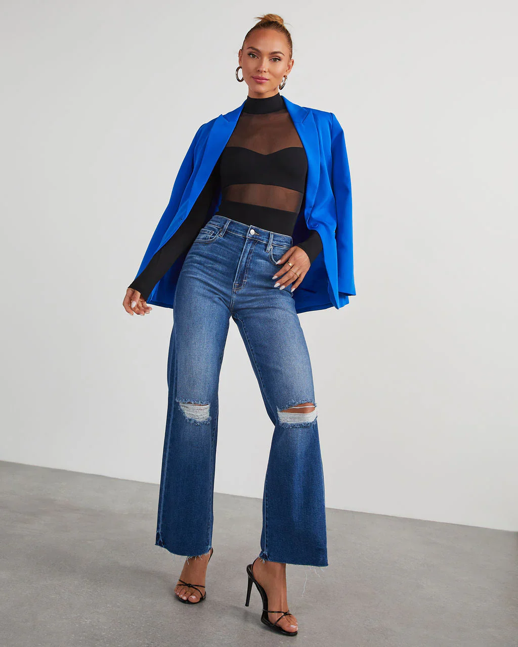 All Eyes On Me Sheer Mock Neck Bodysuit