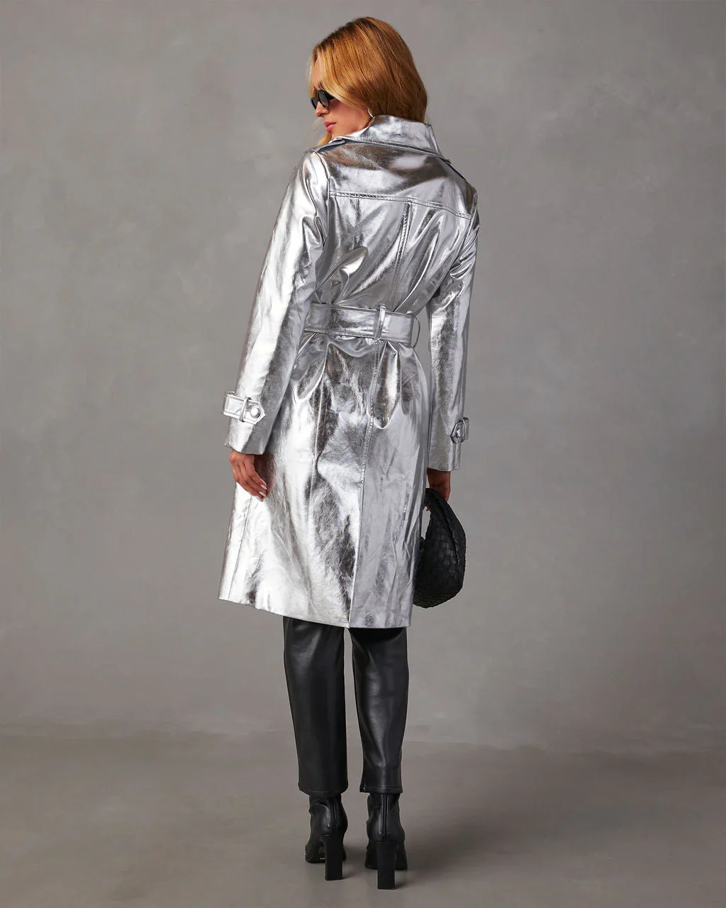 Time To Shine Metallic Trench Coat