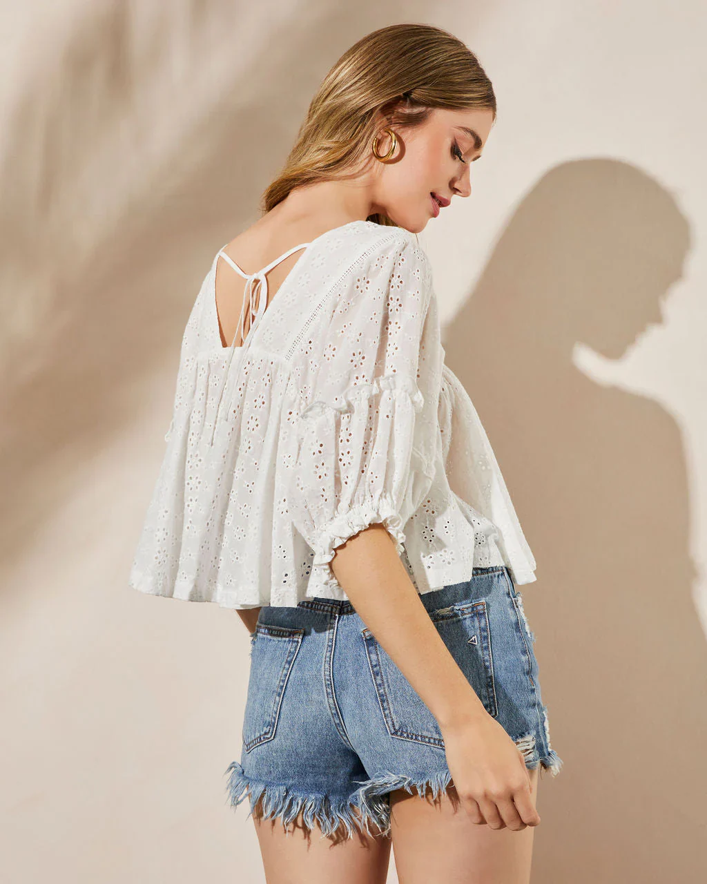 Reine Eyelet Babydoll Top