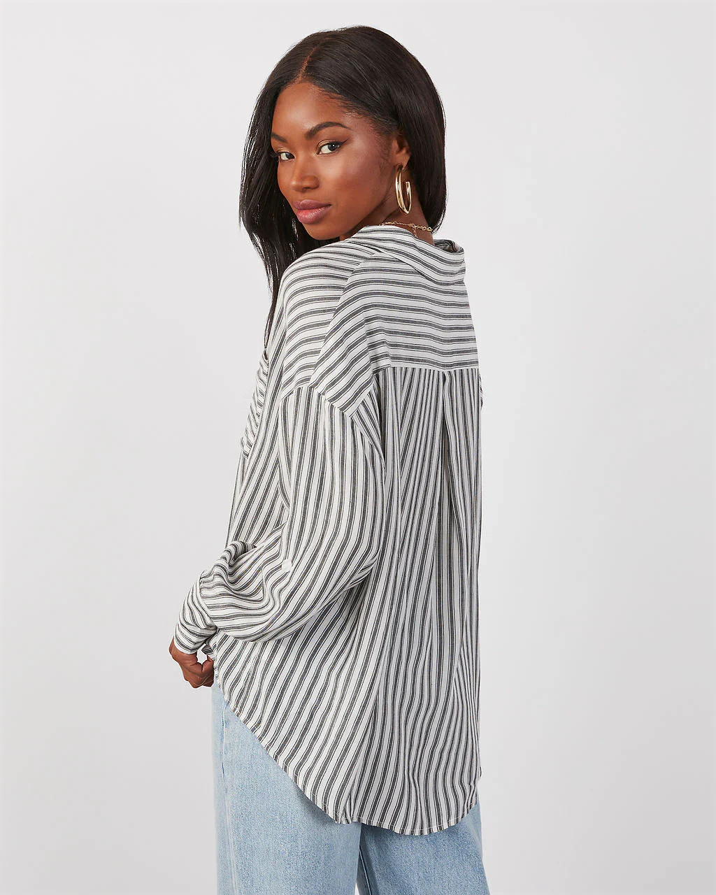 Aldan Striped Button Down Top