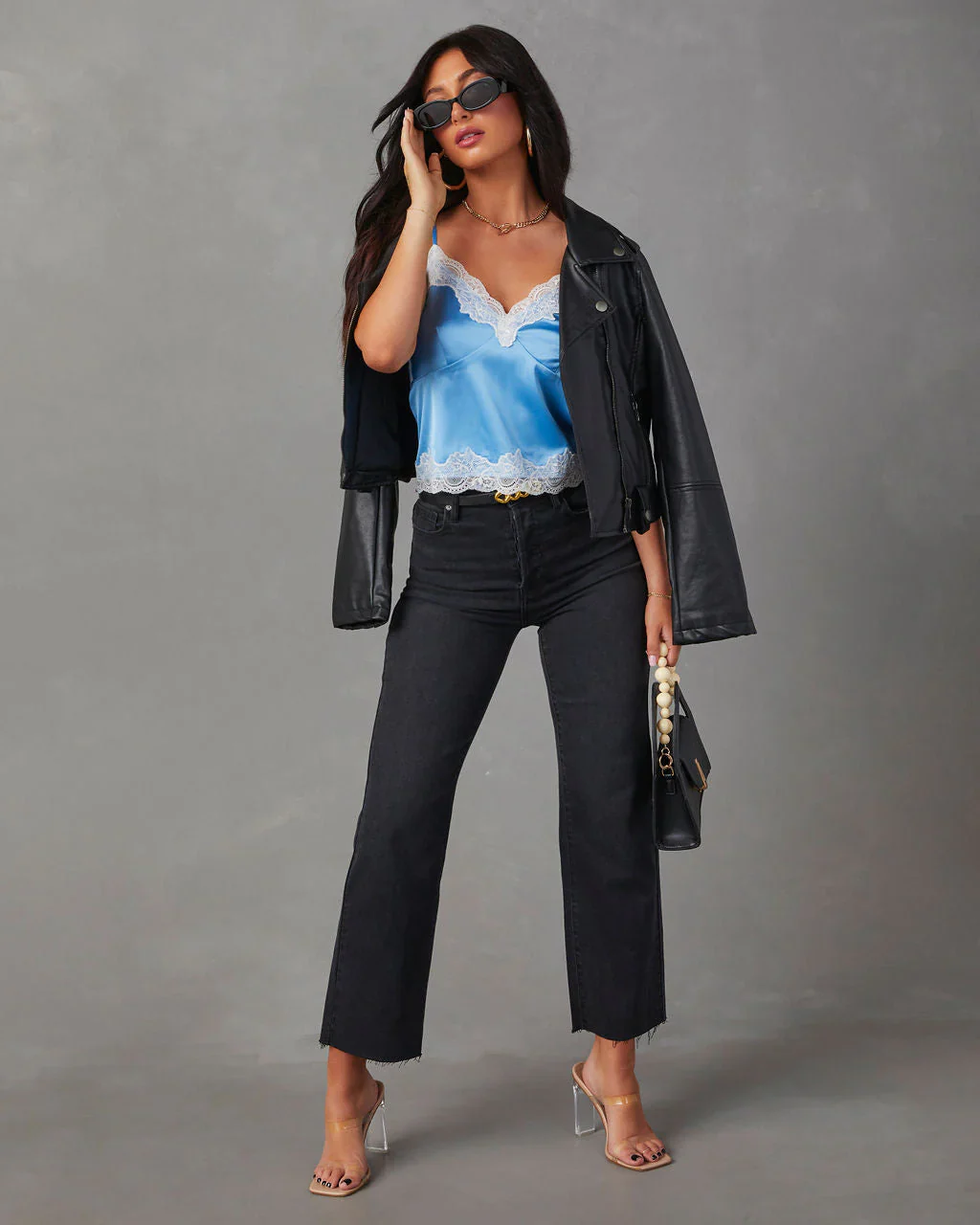 Celenia Satin Lace Trim Sleeveless Top