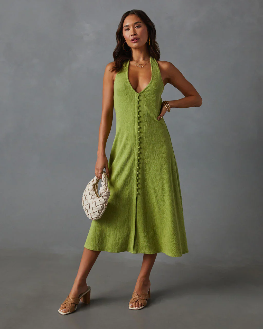 Vivienne Halter Button Down Midi Dress