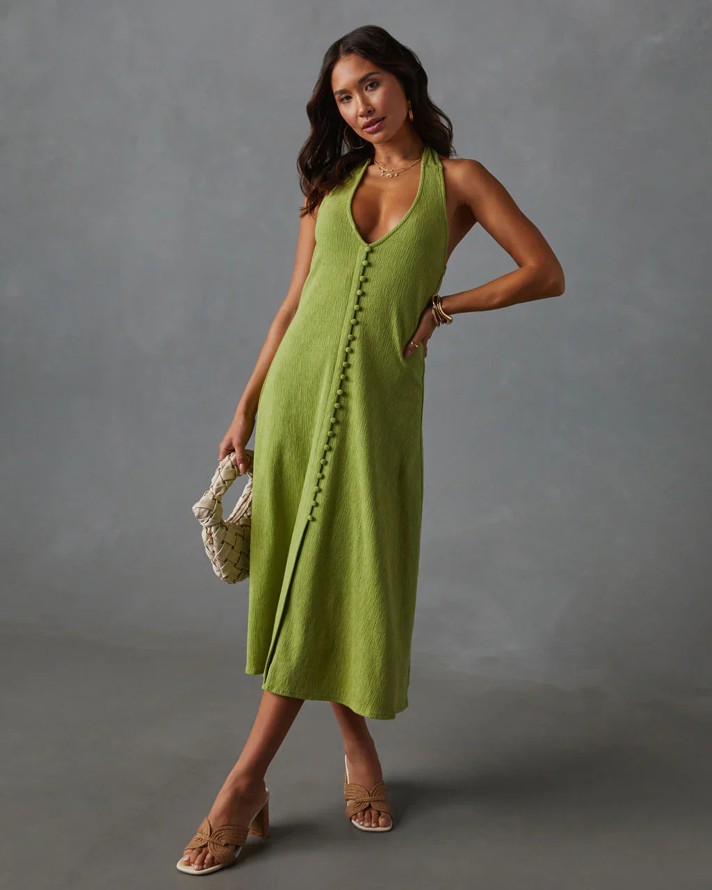 Vivienne Halter Button Down Midi Dress
