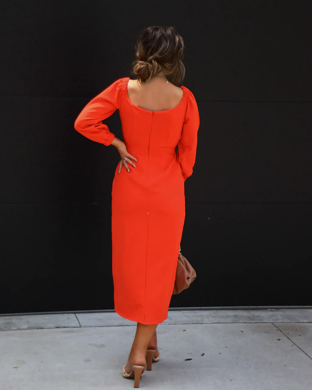 Bethenny Plunge Neck Midi Dress