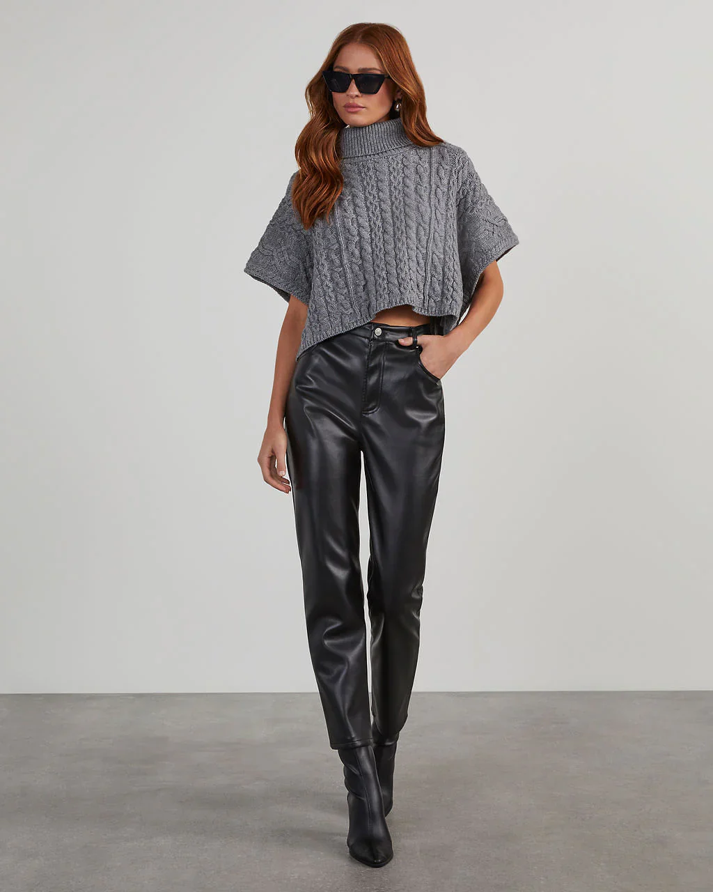 Adalynn Cable Knit Turtleneck Sweater Vest