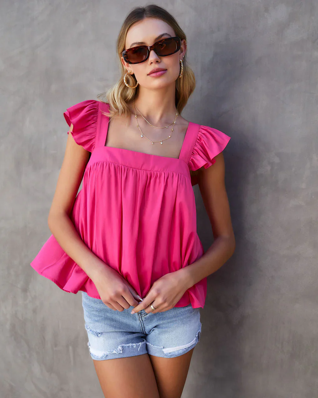 Halle Flutter Sleeve Babydoll Top