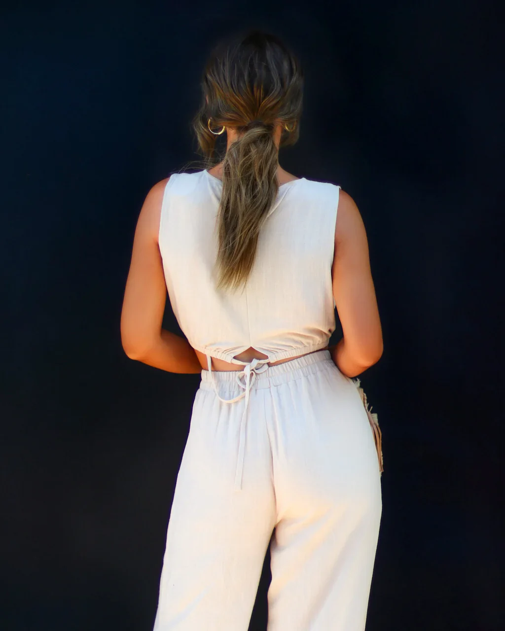 Adella Cinched Sleeveless Crop Top