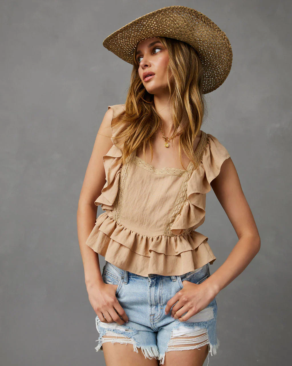 Aldina Ruffle Peplum Top