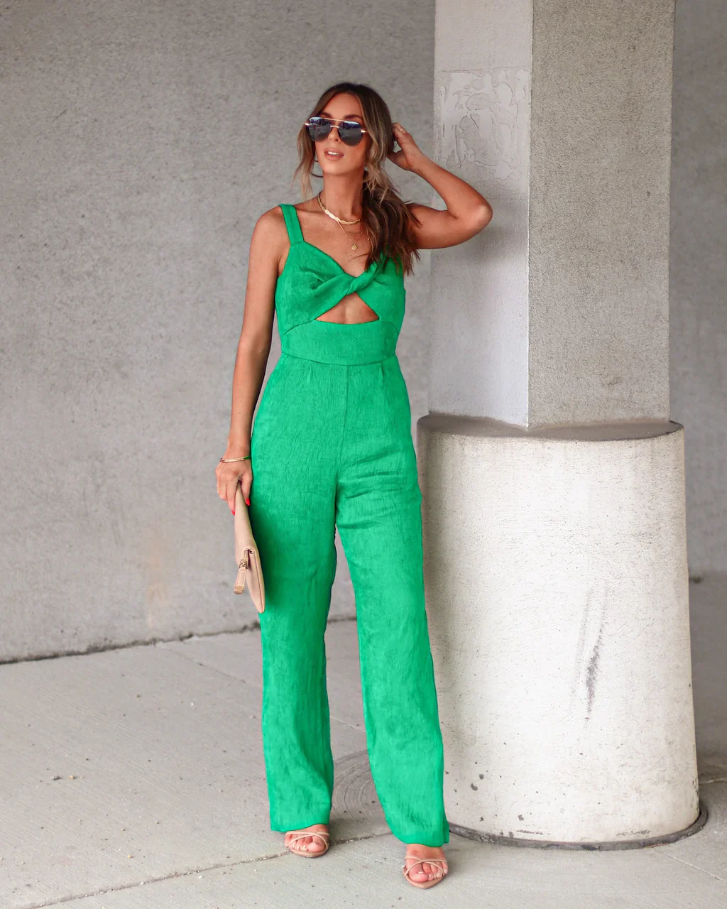 Lacey Plisse Cutout Pocketed Jumpsuit