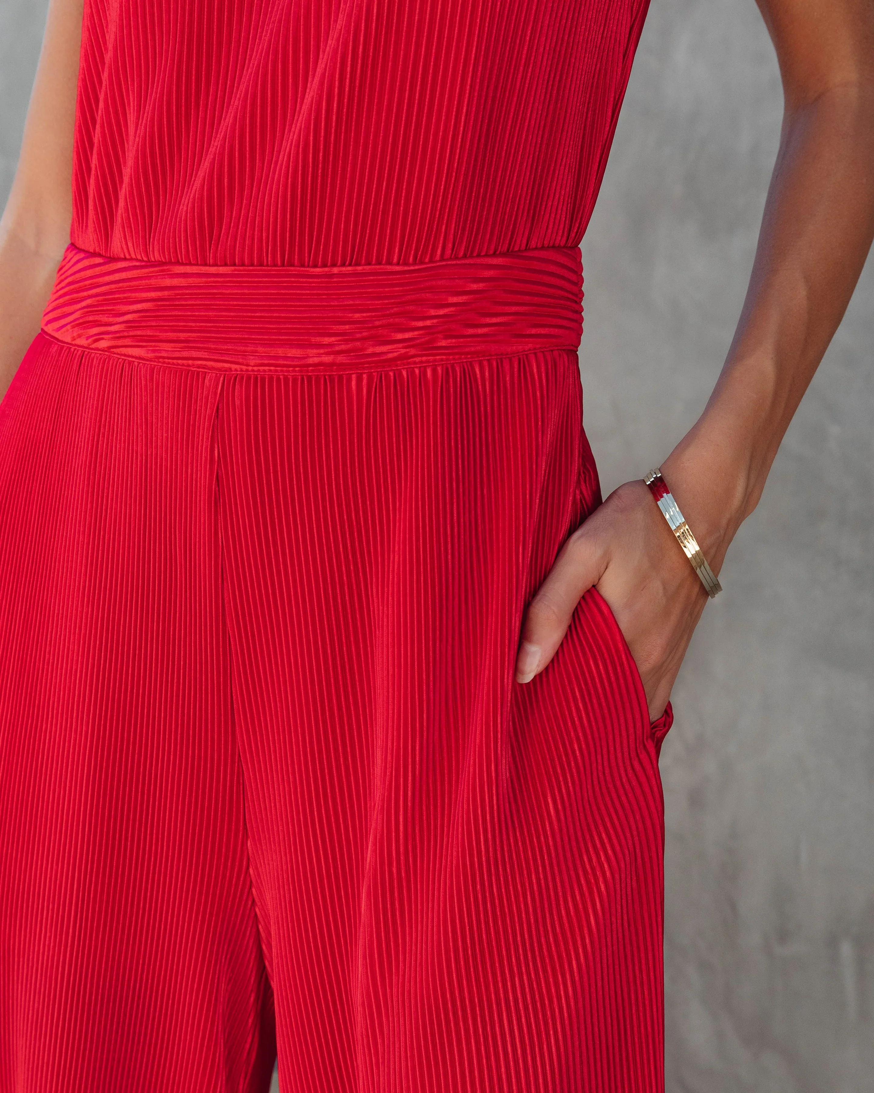 Naya Pocketed Plisse Jumpsuit